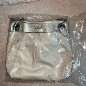 Coach Metallic Silver and Cream Shoulder Bag